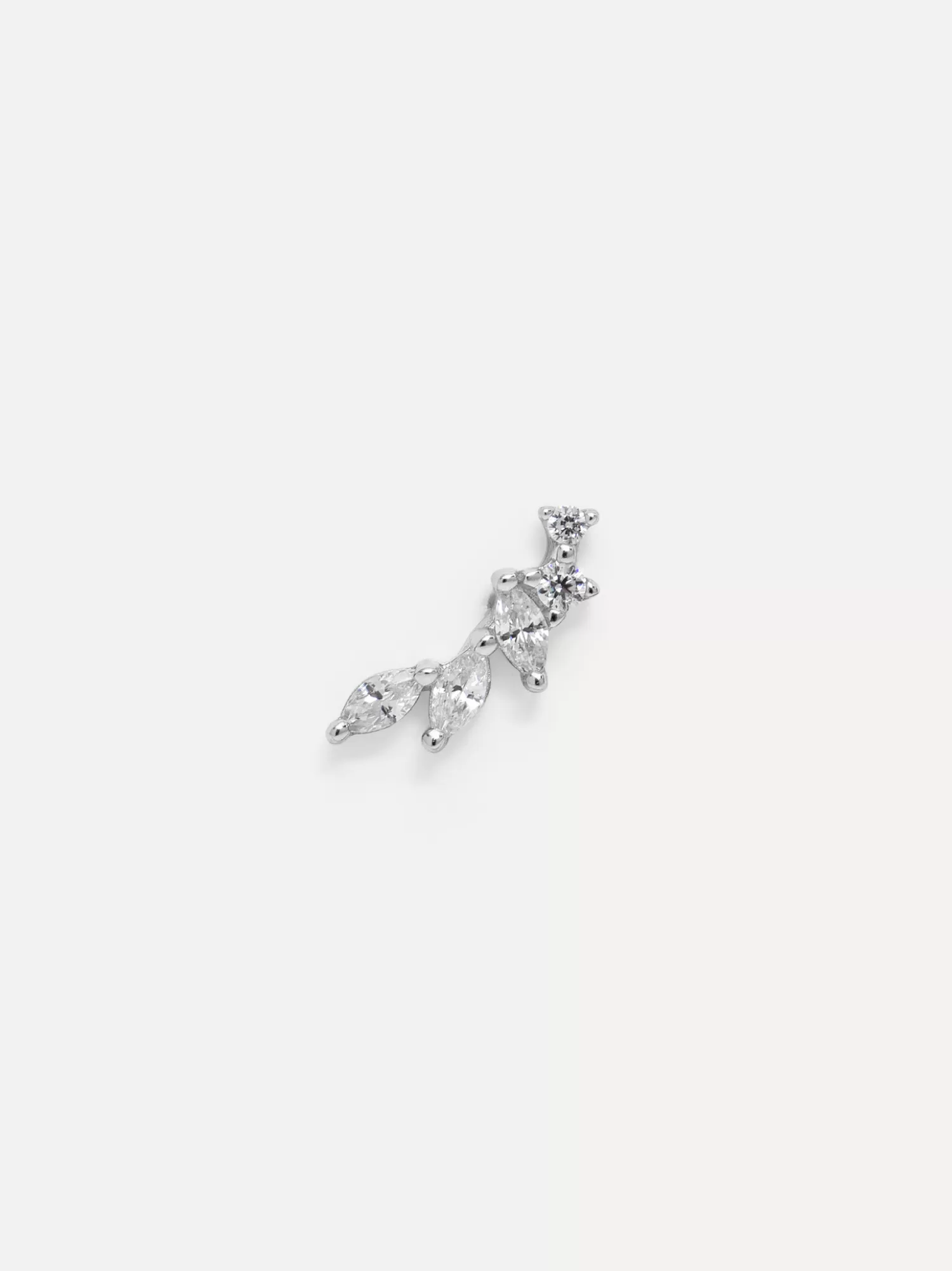 Les Soeurs Boucle D'Oreille Louise Strass Leaves Silver Cheap