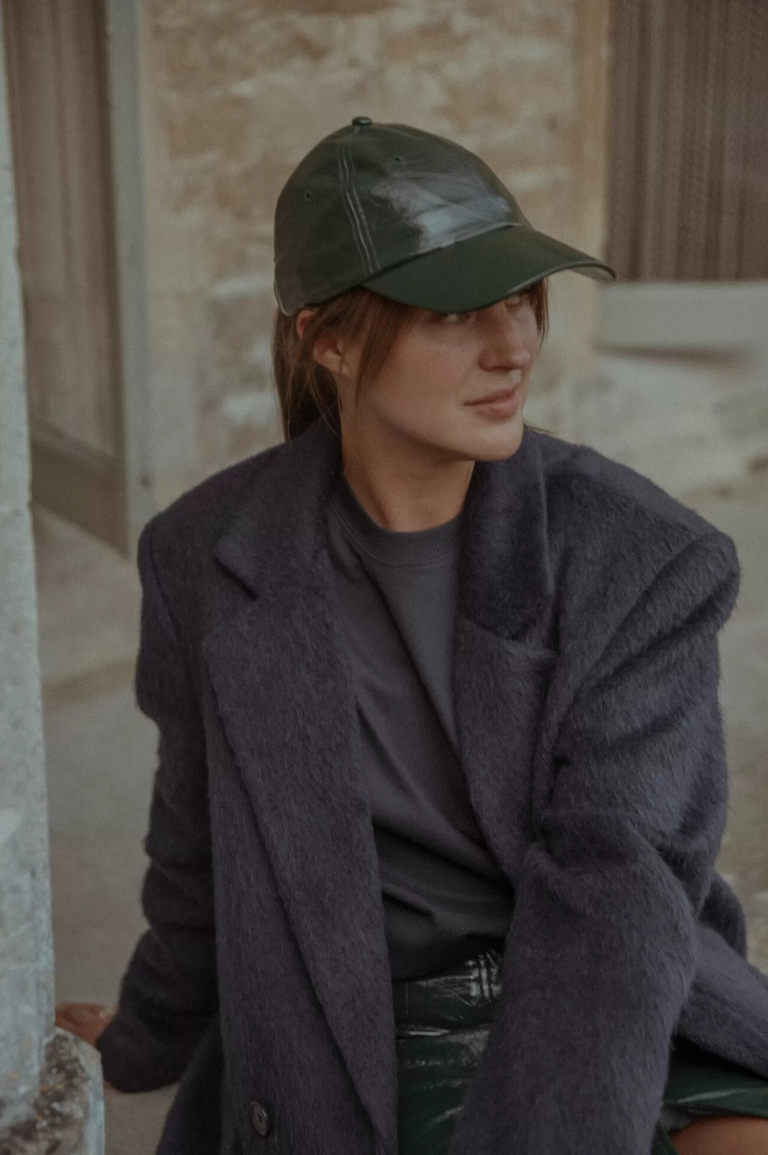 Les Soeurs Casquette En Cuir Vegan Poppy Dark Green Online