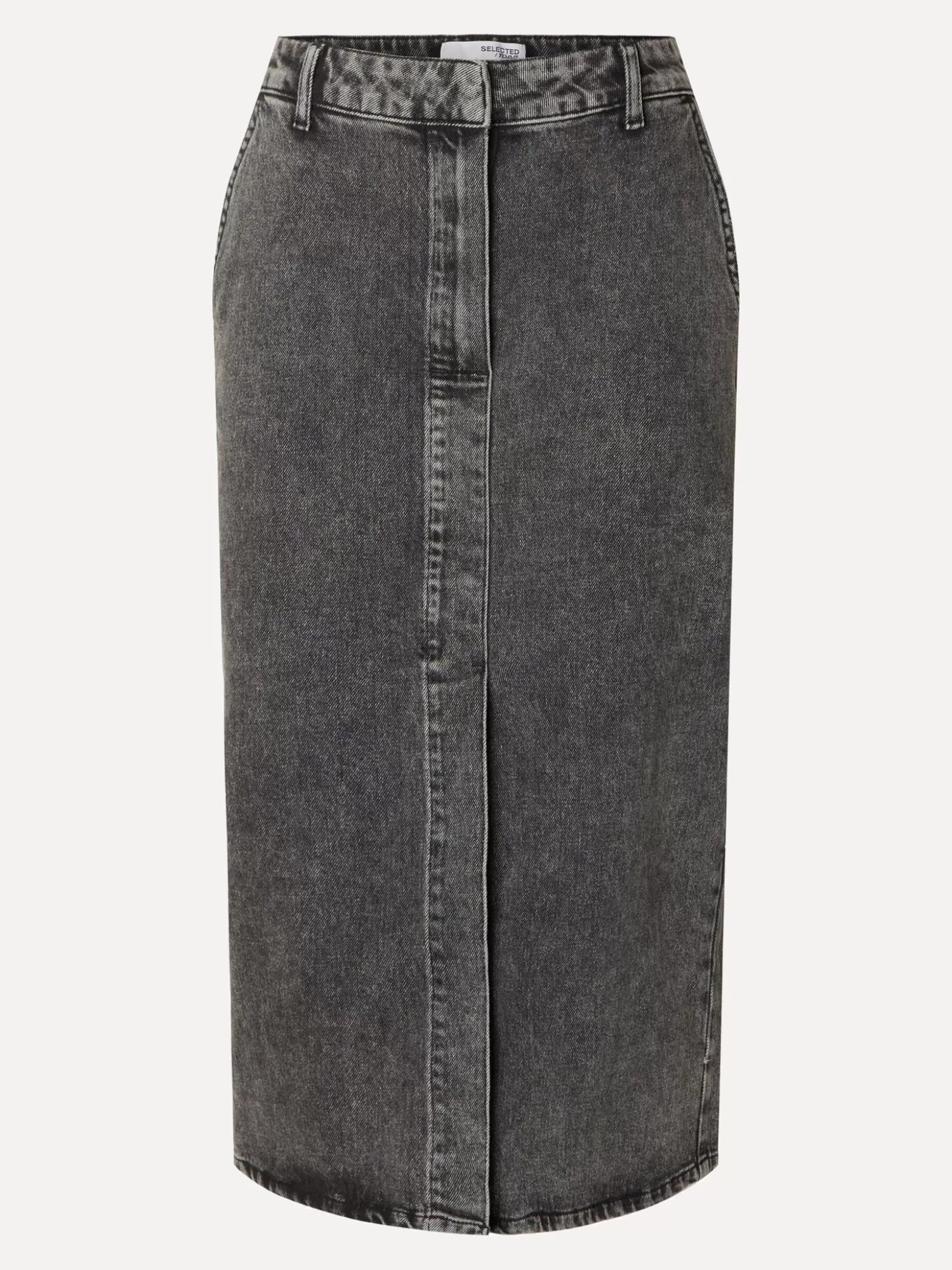 Selected Denim Jupe Mi-Longue Cali Dark Grey Denim Online