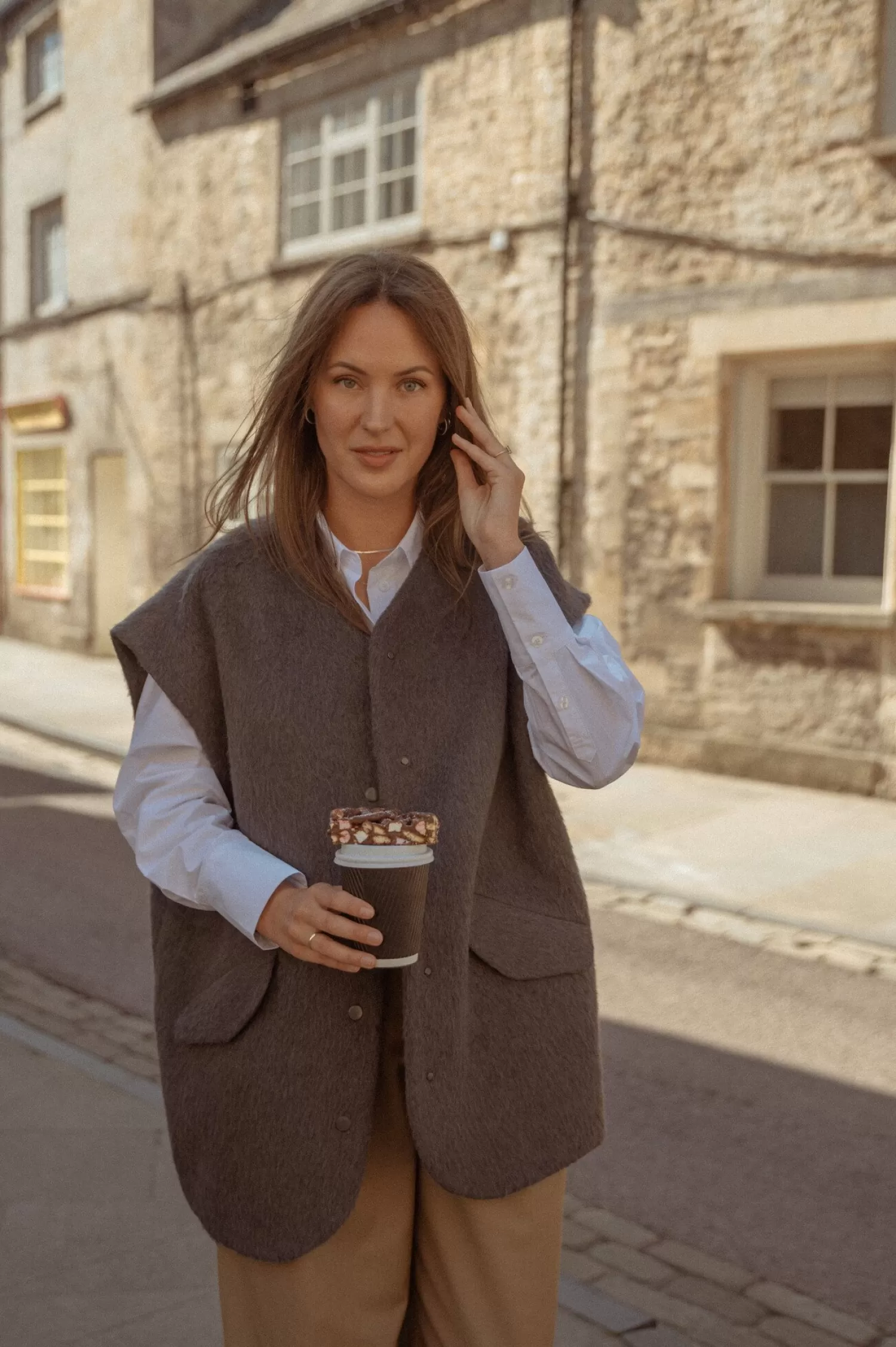 Les Soeurs Gilet Sans Manches En Laine Ayda Grey Flash Sale