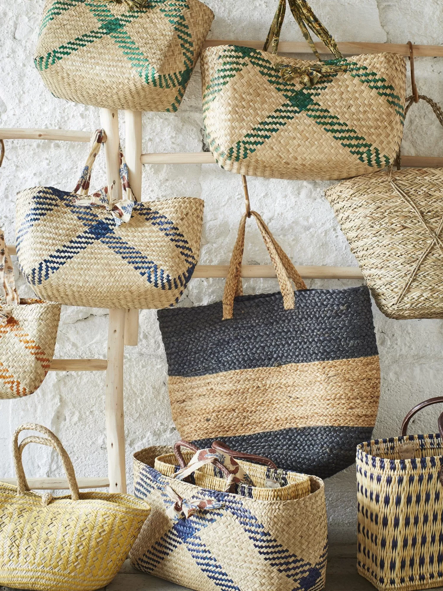 Madam Stoltz Grand Sac En Jonc De Mer Avec Poignees En Coton Natural Cheap