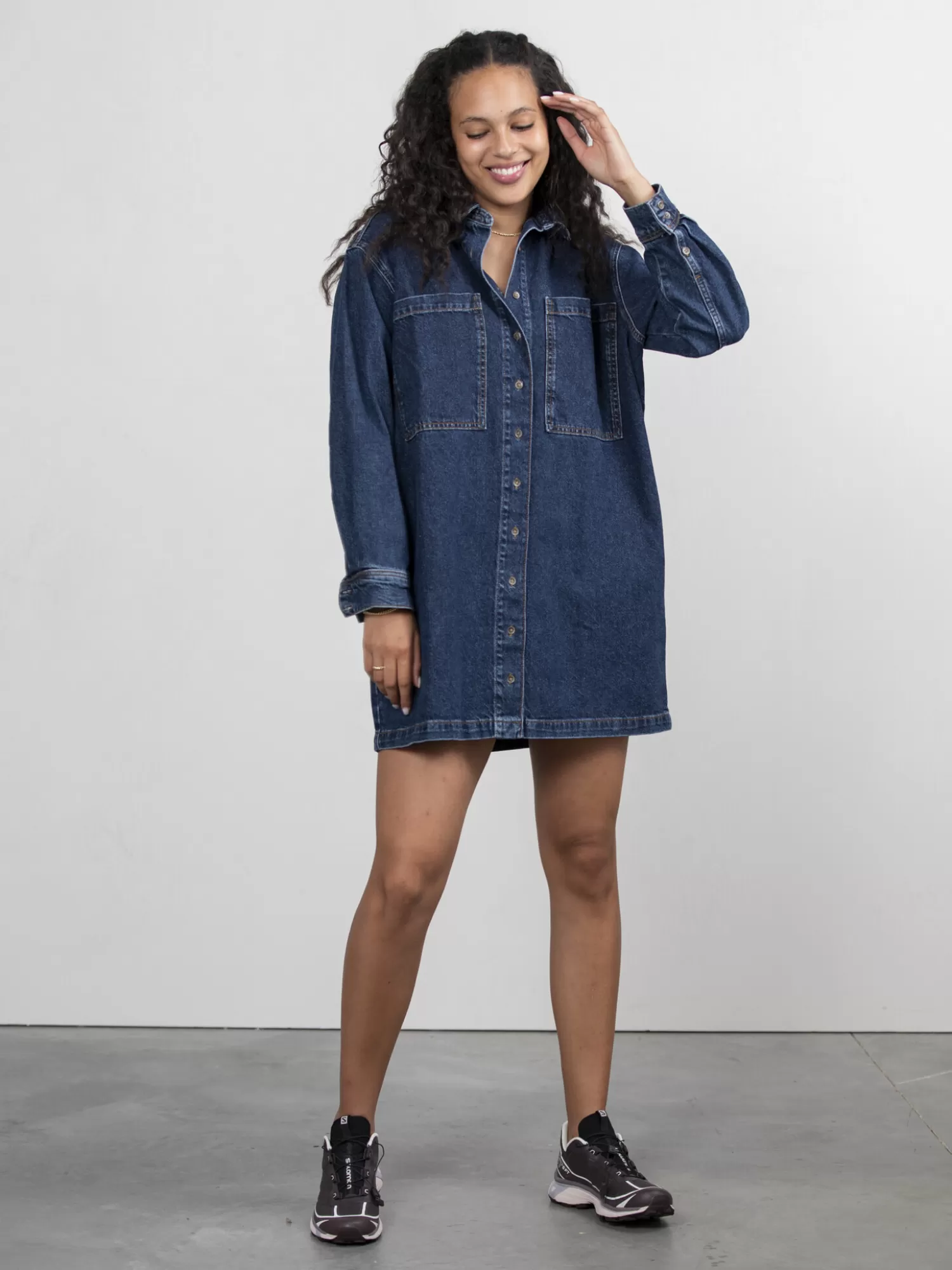 Les Soeurs Robe En Jean Abby Dark Blue Denim Online