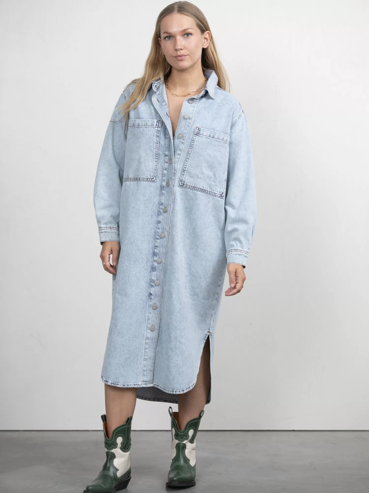 Les Soeurs Robe Longue En Mel Denim Outlet