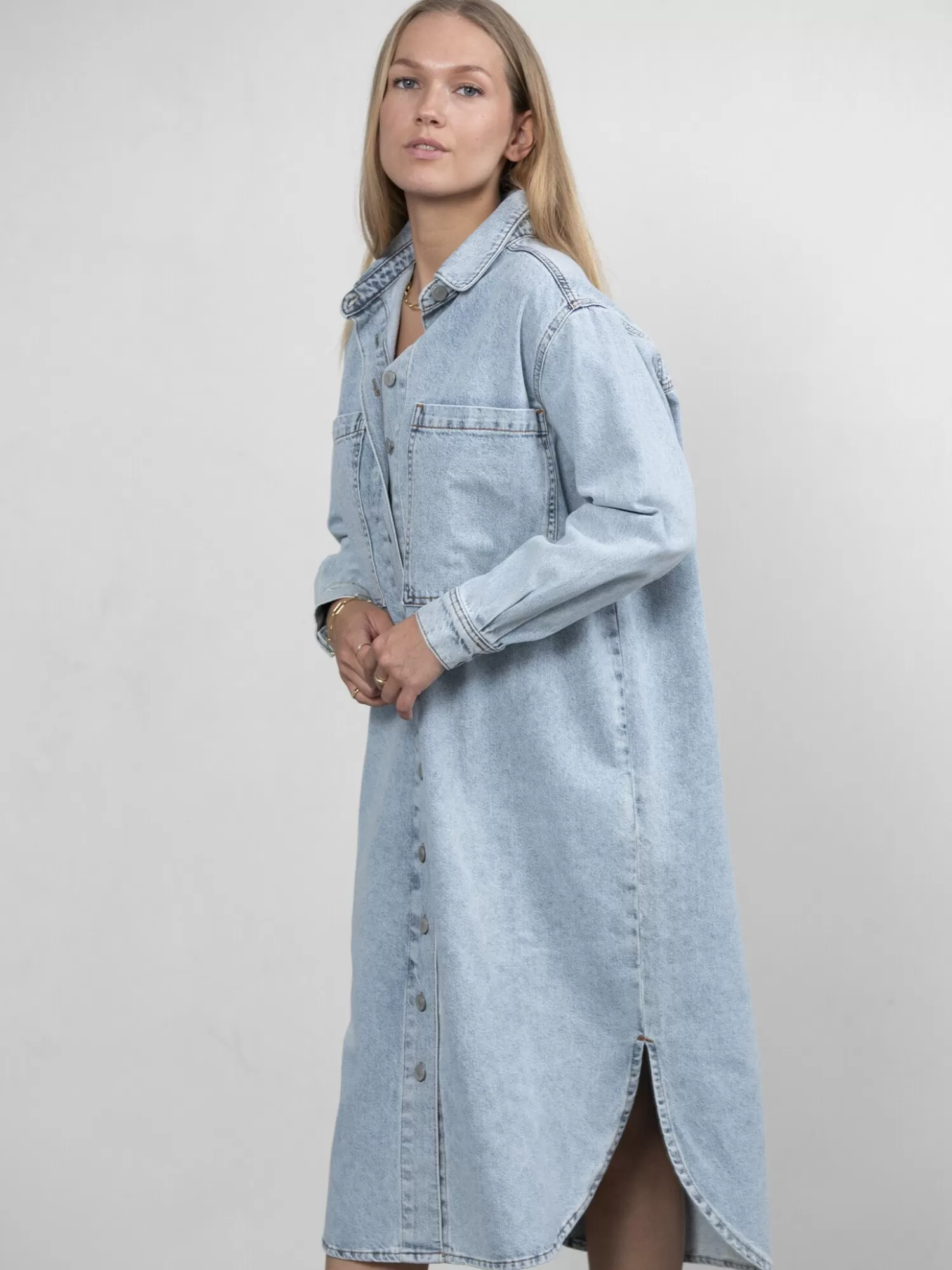 Les Soeurs Robe Longue En Mel Denim Outlet